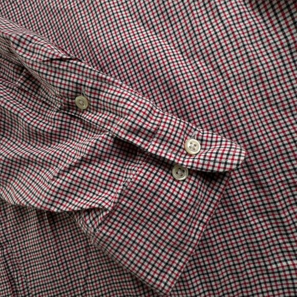 Ralph Lauren Long Sleeve Button Up Shirt Red Black Check Classic 17.5 34/35 Men - Picture 10 of 12